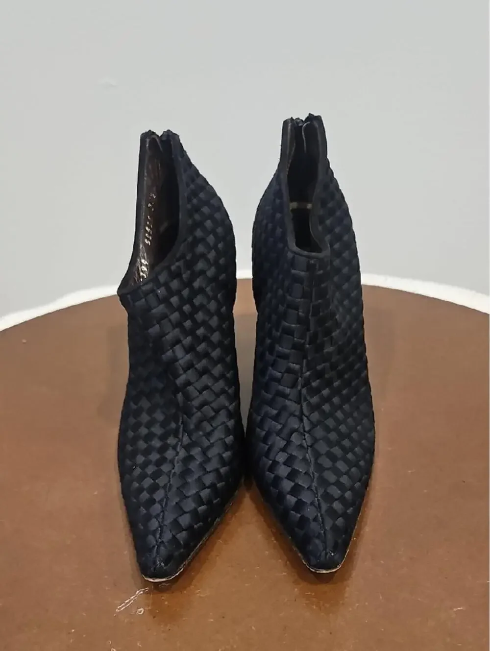 Bottega Veneta Black Woven Pointed Ankle Booties